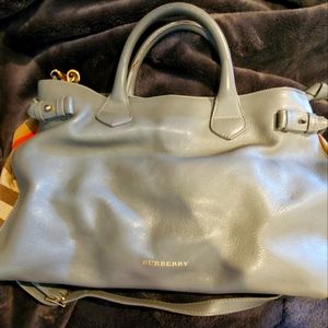 Burberry Soft Leather Grey Bag Medium